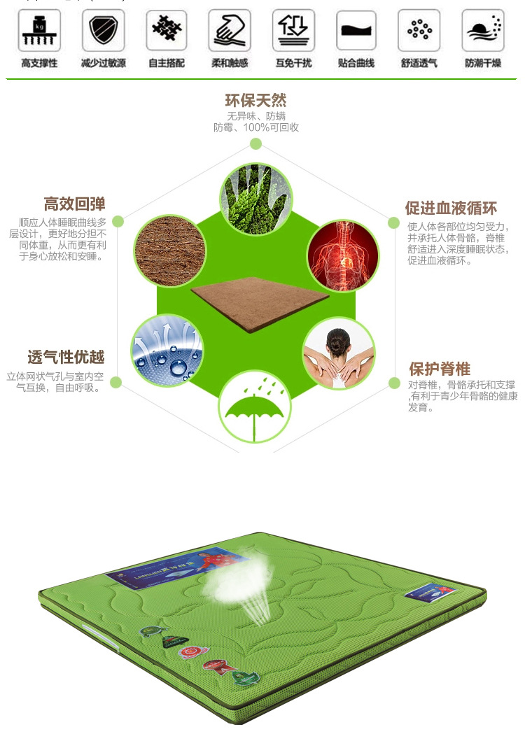 藍神廠傢直銷全椰棕墊1.2mx2m 綠色環保 0甲醛 棕櫚床墊工廠,批發,進口,代購