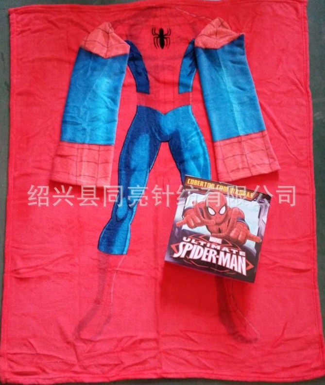 蜘蛛俠印花珊瑚絨冬季保暖兒童電視袖毯工廠,批發,進口,代購