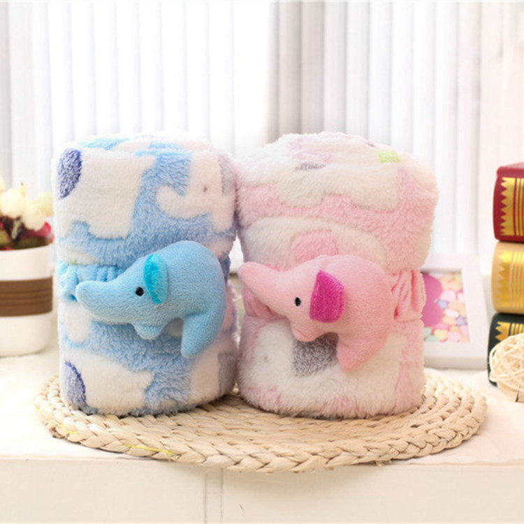 廠傢直銷小象印花卷毯兒童小毛毯批發嬰兒毯子禮品公司年會定做批發・進口・工廠・代買・代購