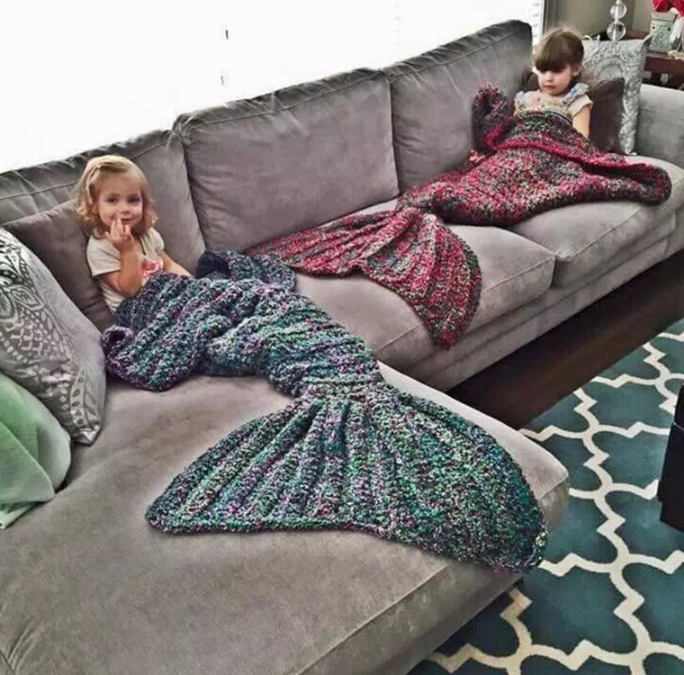 成人美人魚尾巴毯子沙發毯針織毛線手工編織歐美流行傢居毯子熱賣批發・進口・工廠・代買・代購