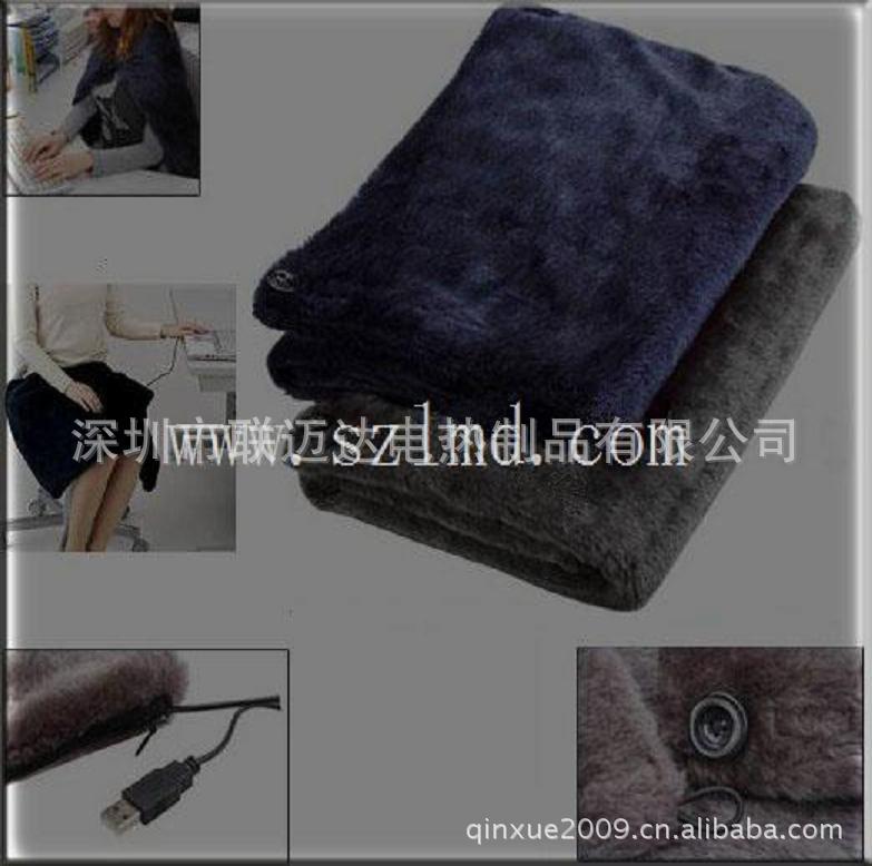 廠傢供應深蘭色可拆洗的USB小毛毯披肩 加熱保暖絨毯小披肩毛巾毯工廠,批發,進口,代購