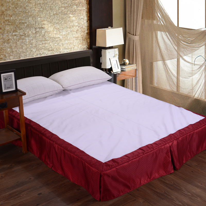 星級酒店客房床上用品 高檔酒紅色床裙床罩床墊防塵保護罩批發工廠,批發,進口,代購