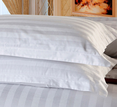 賓館酒店客房全棉枕套批發 床上用品全棉白色緞條枕套定做特價工廠,批發,進口,代購