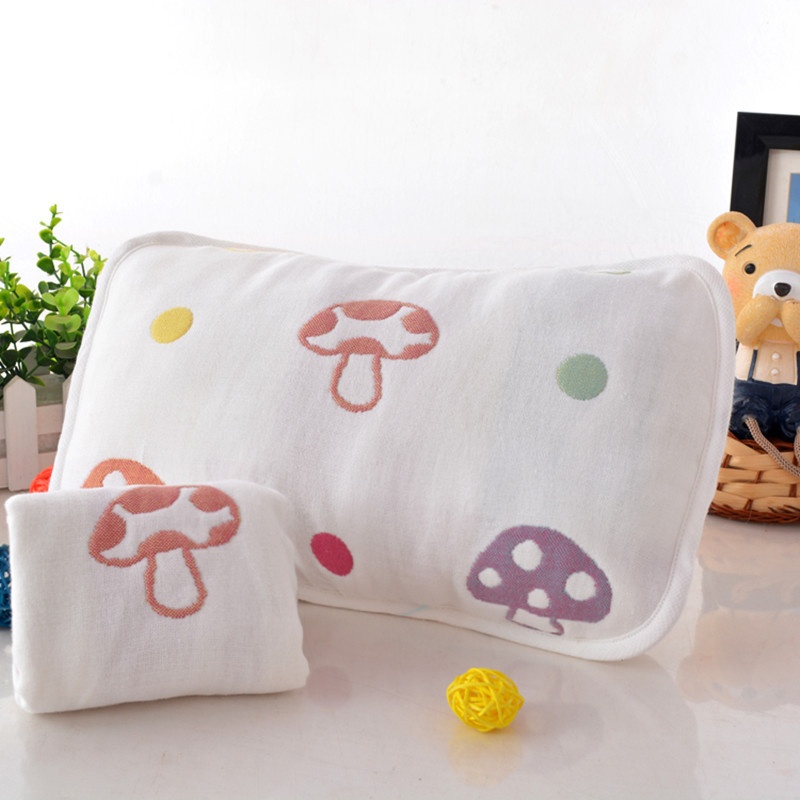 廠傢直銷紗佈六層蘑菇系列純棉嬰兒枕套有機棉枕套25*35日本同款工廠,批發,進口,代購