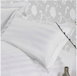 酒店賓館床上用品 3公分緞條枕套 40支TC滌棉白色加密工廠,批發,進口,代購