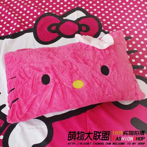 hello kitty 凱蒂貓 貓耳朵毛絨 靠枕抱枕 枕頭套 枕套 一個 卡通工廠,批發,進口,代購