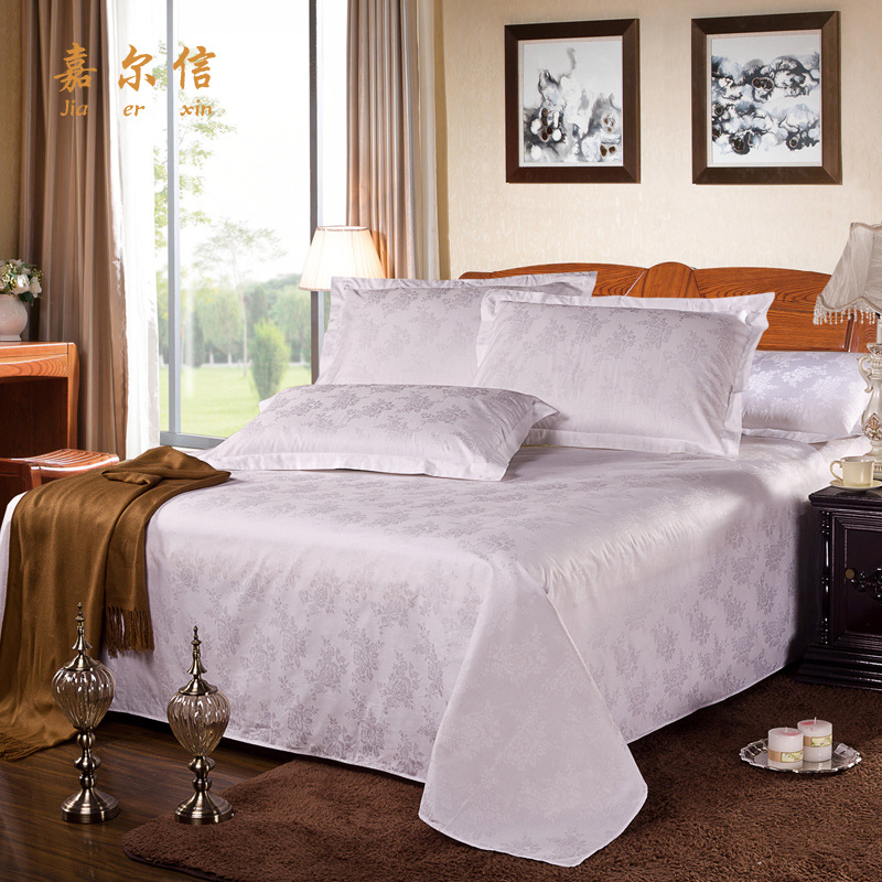 五星級酒店賓館床上用品被單純棉床單單件白色提花全棉工廠,批發,進口,代購