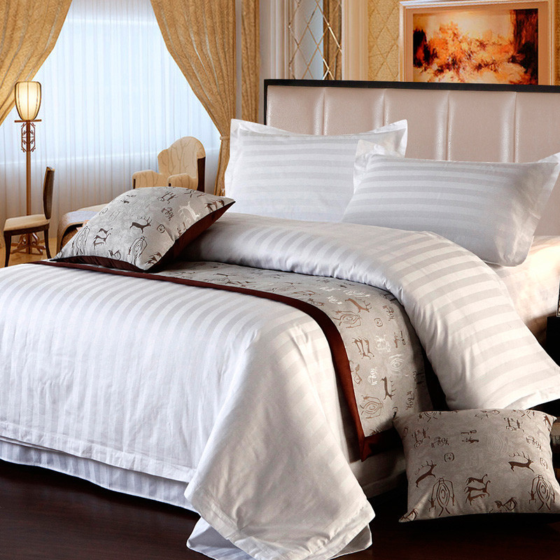 廠傢直銷 酒店佈草 純棉賓館床上用品四件套 客房專用床單被套工廠,批發,進口,代購