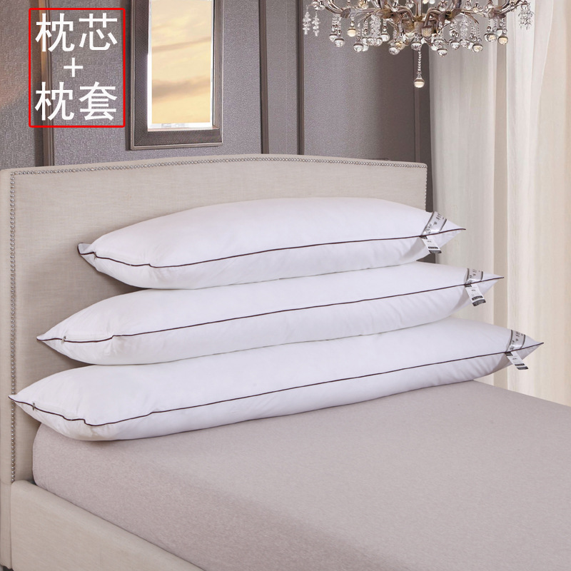 百麗萊保護頸椎全棉雙人枕芯1.8米1.5米1.2米羽絲絨長枕頭工廠,批發,進口,代購