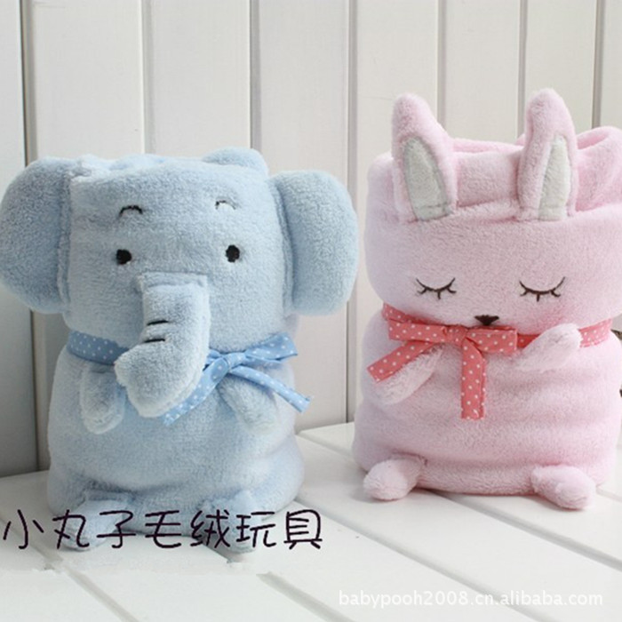 無敵可愛藍大象粉兔兔空調毯午休毯珊瑚絨毯小毛毯 兒童空調被批發・進口・工廠・代買・代購