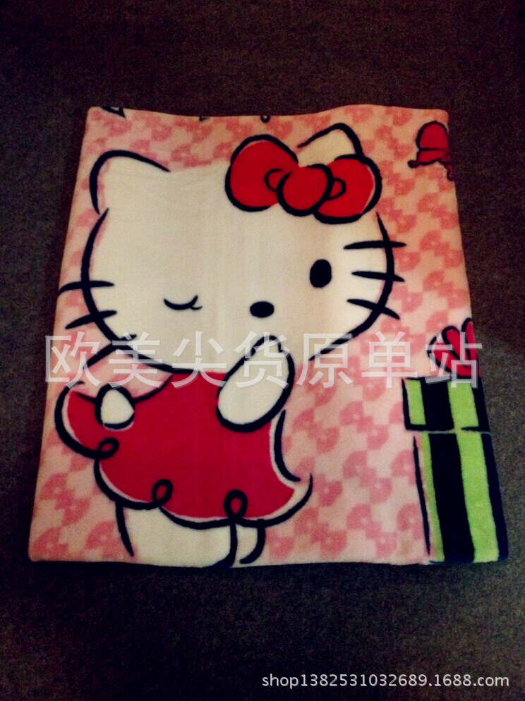 出口日本hello kitty超大可愛蝴蝶結公主雙人秋冬拉舍爾毛毯睡毯工廠,批發,進口,代購