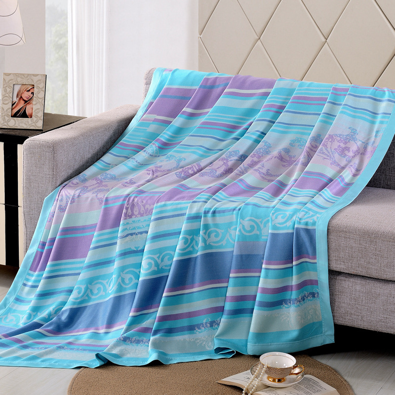 竹纖維毛巾被 3D提花毯藍色夏涼毯子 夏涼空調毯廠傢直銷一件代發批發・進口・工廠・代買・代購