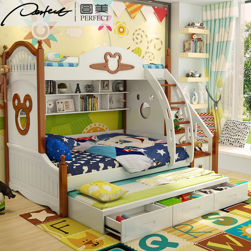 雙層組合實木床 高低床 子母床雙層床 上下床儲物兒童床兒童傢具工廠,批發,進口,代購