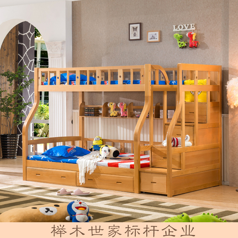 全實木櫸木兒童床子母床梯櫃 中式環保上下雙層床 廠傢直銷高低床工廠,批發,進口,代購