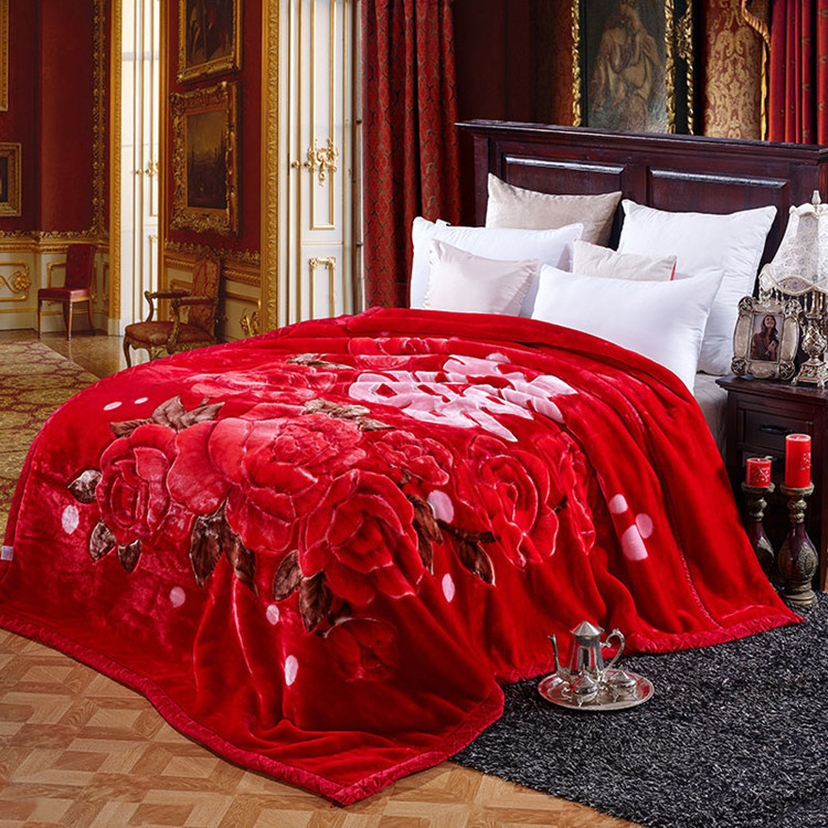 婚慶床上用品大紅色毯子 秋冬季蓋毯 超柔雙層加厚拉舍爾毛毯批發批發・進口・工廠・代買・代購