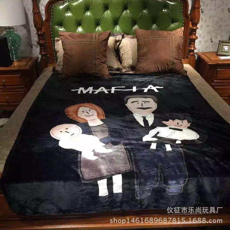 港潮牌黑手黨毛毯MAFIA夏季空調毯子法蘭絨褥子單人午睡毯工廠,批發,進口,代購