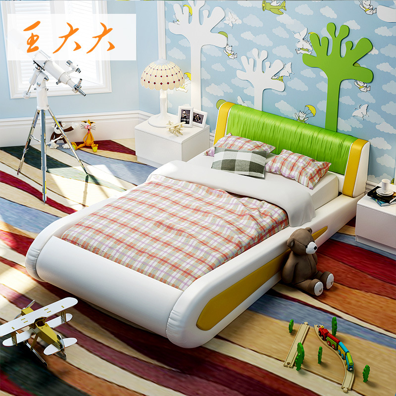 王大大1.2米1.5米環保超纖皮 創意太空船男孩兒童床小孩套房傢具批發・進口・工廠・代買・代購