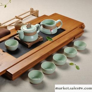 正品汝窯茶具套裝整套汝瓷開片功夫茶具茶壺高檔禮品（祥龍套裝）工廠,批發,進口,代購