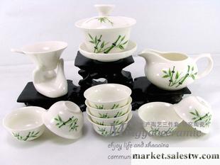 2013新款景德鎮骨瓷功夫茶具 13頭家居裝飾品 綠竹  新婚禮品4172工廠,批發,進口,代購