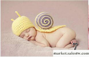手工針織套裝新生兒 嬰兒照相衣服  百天寶寶拍照服裝 蝸牛毛線衣工廠,批發,進口,代購