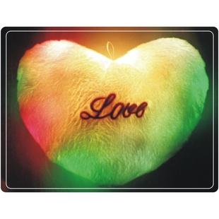 廠家直銷LED七彩LOVE心形創意發光抱枕 發光毛絨玩具愛心靠墊禮品工廠,批發,進口,代購