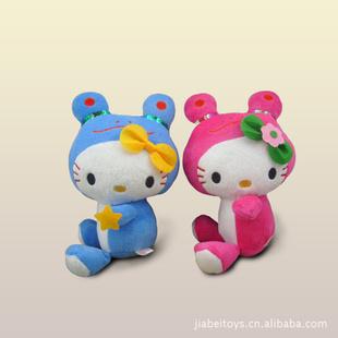 批發Hello kitty玩具 毛絨玩具公仔娃娃　 KT變身款 凱蒂貓 青蛙工廠,批發,進口,代購