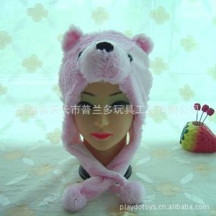 工廠直銷 3色短款南韓絨北極熊 卡通動物毛絨玩具帽子 混批工廠,批發,進口,代購