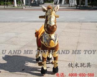 諸葛馬廠家批發 兒童騎乘玩具 童車 毛絨仿真動物 金色戰馬工廠,批發,進口,代購