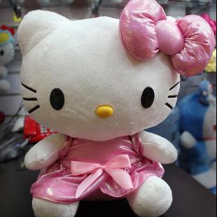 廠家直供 HELLO KITTY紗裙款毛絨公仔 坐姿亮面綢布kitty毛絨玩具工廠,批發,進口,代購