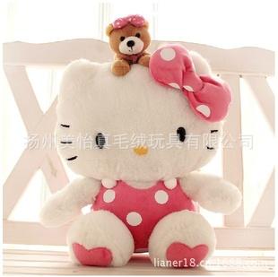 優質可愛凱蒂貓趴熊波點Hello kitty毛絨玩具KT控公仔兒童禮物工廠,批發,進口,代購