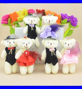 廠價12cm羽毛婚紗款花束熊 情侶熊 婚紗鉆熊婚車熊結婚對熊工廠,批發,進口,代購