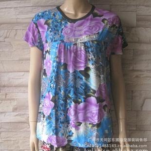 2013新款多花色夏季短袖圓領媽媽裝庫存中老年女裝庫存服裝批發工廠,批發,進口,代購