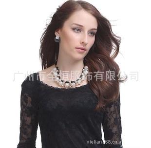 2011新款飾品珍珠亞克力閃鉆鑲嵌短項鏈女首飾毛衣鏈工廠,批發,進口,代購