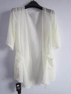 外貿庫存 夏季女式純色超薄雪紡披肩上衣工廠,批發,進口,代購
