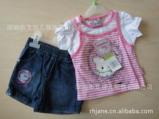 原單庫存hello kitty外貿女寶寶2～8歲女童原包裝帶衣架套裝工廠,批發,進口,代購