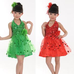 六一兒童 女童跳舞裙 庫存童裝 亮片連衣表演服 廠家直銷工廠,批發,進口,代購