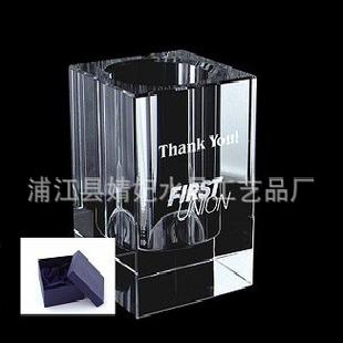 方形水晶筆筒 水晶商務禮品來樣訂做加印各種LOGO帶包裝工廠,批發,進口,代購