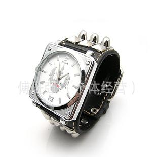 時尚骷髏頭朋克手錶 大氣寬版人氣手錶 歐日韓潮人流行手錶工廠,批發,進口,代購
