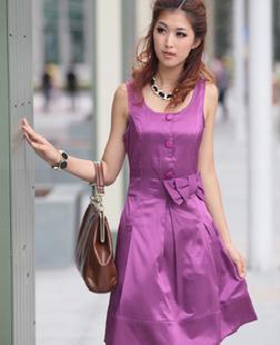2011夏季新款熱賣韓版時尚淑女裝蝴蝶結無袖連衣裙多色0307工廠,批發,進口,代購
