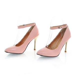 熱銷2011最新款高級漆皮PU淑女高跟細跟套腳尖頭淺口綁帶純色單鞋工廠,批發,進口,代購