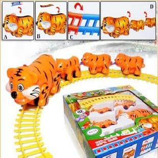 WJ168A電動老虎軌道車 動物玩具 兒童過家家玩具 塑膠玩具工廠,批發,進口,代購
