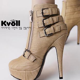 批發Kvoll時尚超高跟防水台淑女大氣皮帶扣PU裸靴X3874工廠,批發,進口,代購