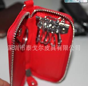 【泰戈爾】真皮紅色鑰匙包 支持定制 鑰匙包 鑰匙扣工廠,批發,進口,代購