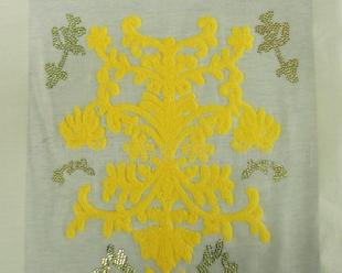 黃色花款式新穎刺繡燙金工廠,批發,進口,代購