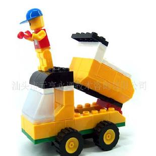 拼裝工程車玩具，塑料積木玩具，74片積木工程車工廠,批發,進口,代購