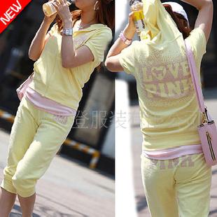 韓國2011春夏裝新品 韓版女裝 連帽短袖+七分褲運動套裝工廠,批發,進口,代購