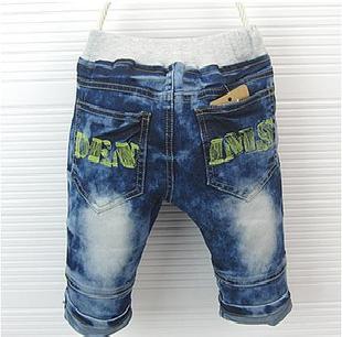 2011新款韓版外貿夏款童褲拉鏈圖案兒童牛仔中褲612工廠,批發,進口,代購