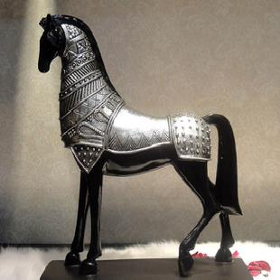 銀色戰馬家居裝飾 動物馬擺件樹脂工藝品批發・進口・工廠・代買・代購