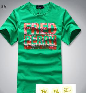 2010新款 胸前 FRED 圖案 男士短款萊卡棉圓領套頭T恤 綠色批發・進口・工廠・代買・代購