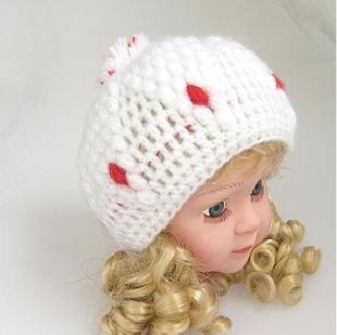 2011新款韓版外貿手工毛線帽可愛紅色點點團嬰兒帽子工廠,批發,進口,代購